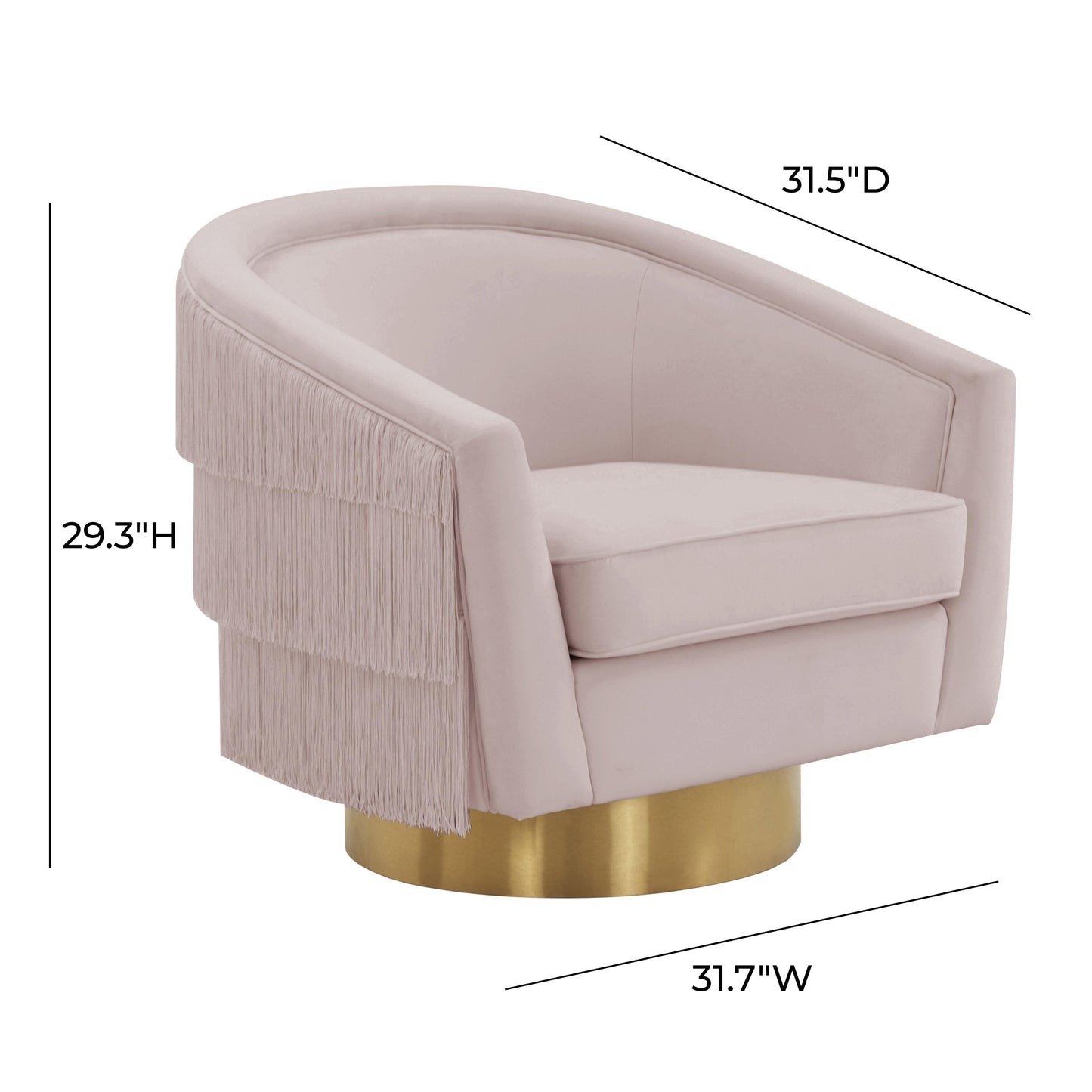Flapper Velvet Swivel Chair Blush by Tov Furniture