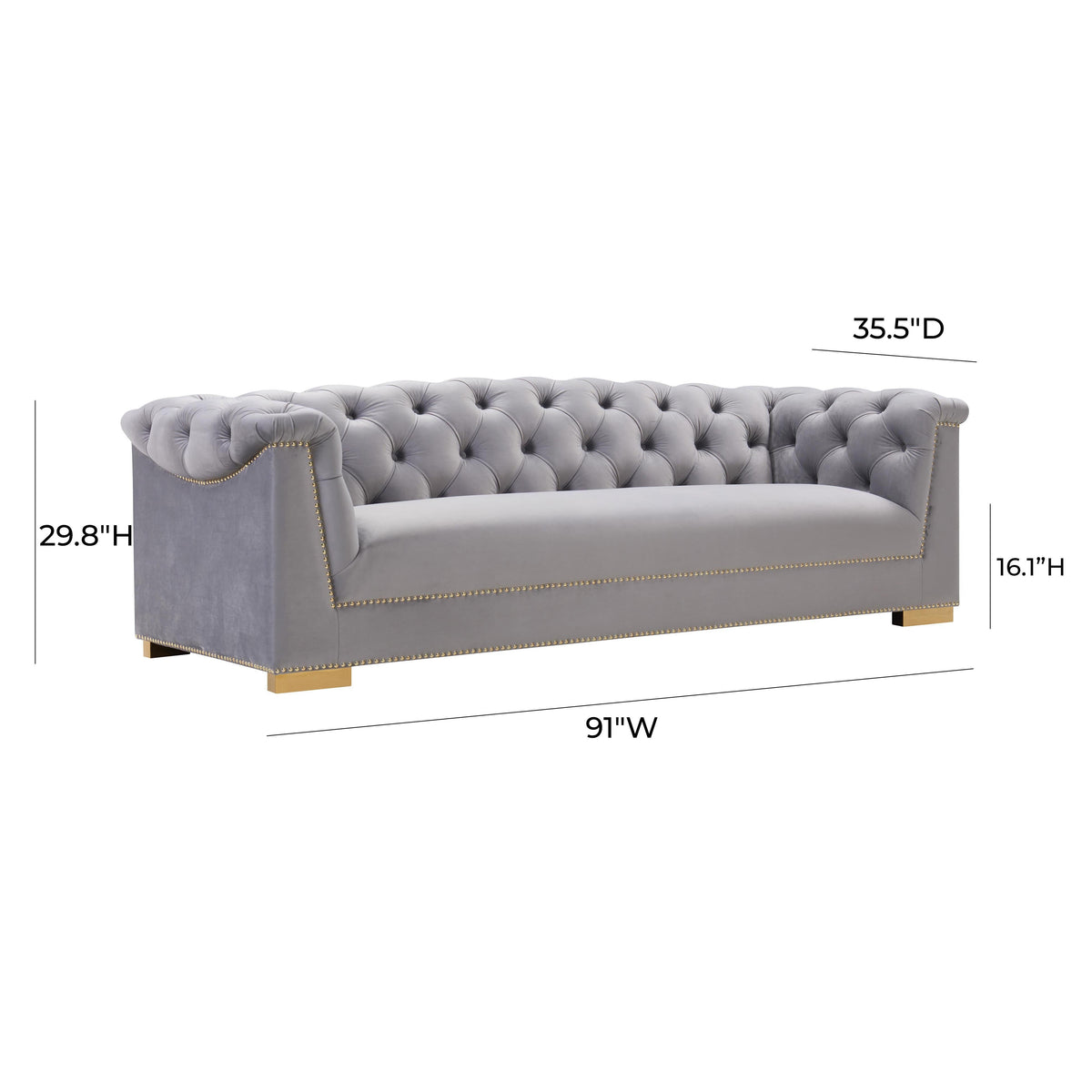 Farah Grey Performance Velvet Sofa By Inspire Me! Home Decor by TOV Furniture – photo 6 of 7