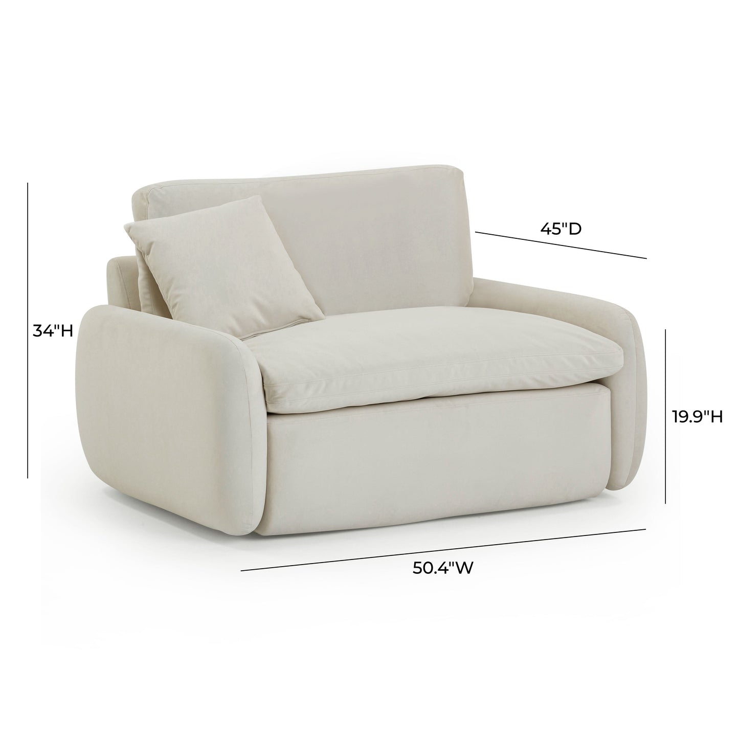 Rachelle Cream Performance Velvet Lounge Chair Cream by Tov Furniture