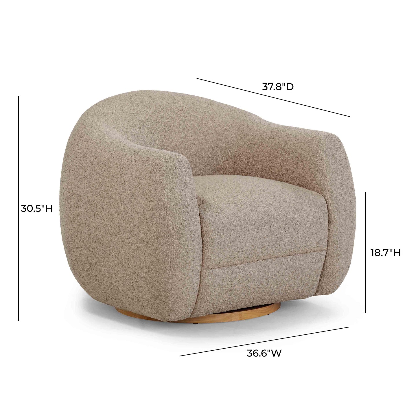 Judy Boucle Swivel Chair Taupe by Tov Furniture