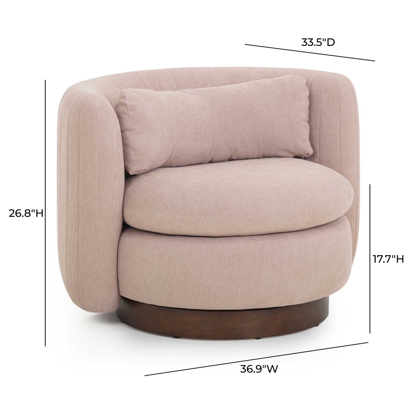 Nura Contract-Grade Chenille Swivel Accent Chair Pink by Tov Furniture