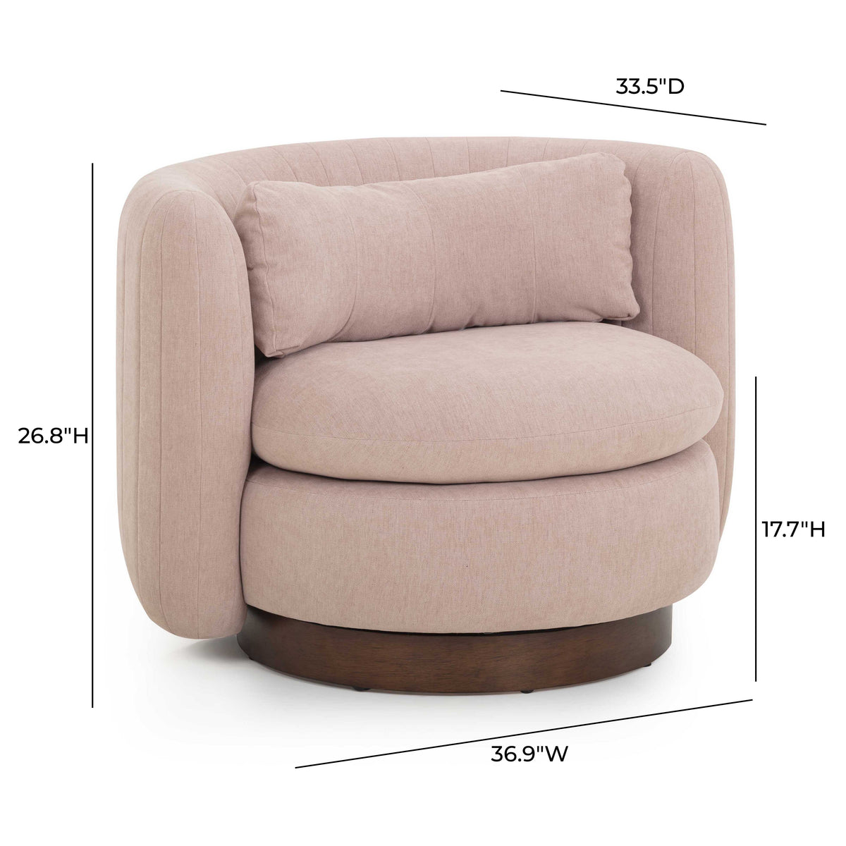 Nura Blush Pink Contract-Grade Chenille Swivel Accent Chair by TOV Furniture – photo 7 of 7