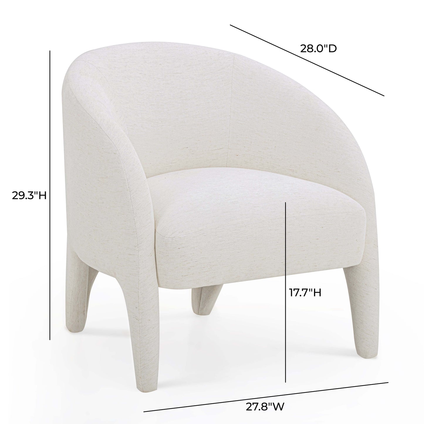 Kris Contract-Grade Chenille Accent Chair Cream by Tov Furniture