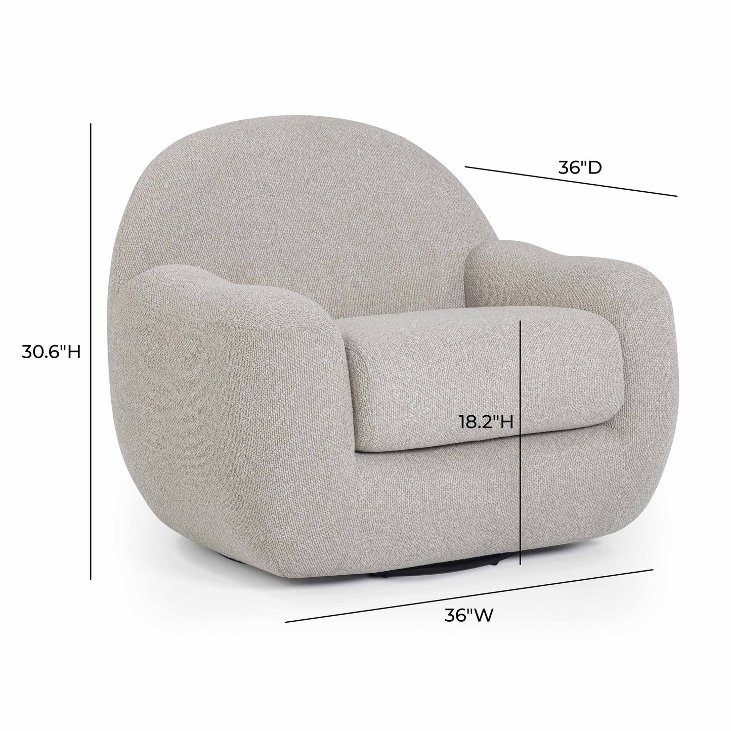 Tiago Warm Grey Performance Boucle Swivel Accent Chair Warm Grey by Tov Furniture