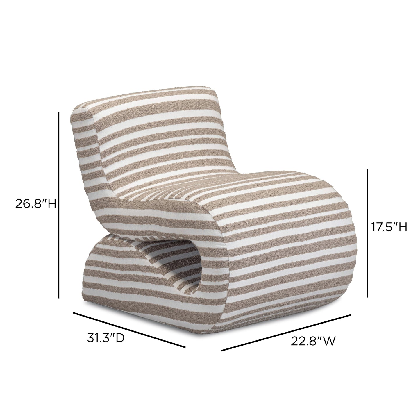 Senna Taupe Organic Stripes Contract-Grade Jacquard Fabric Accent Chair Taupe by Tov Furniture