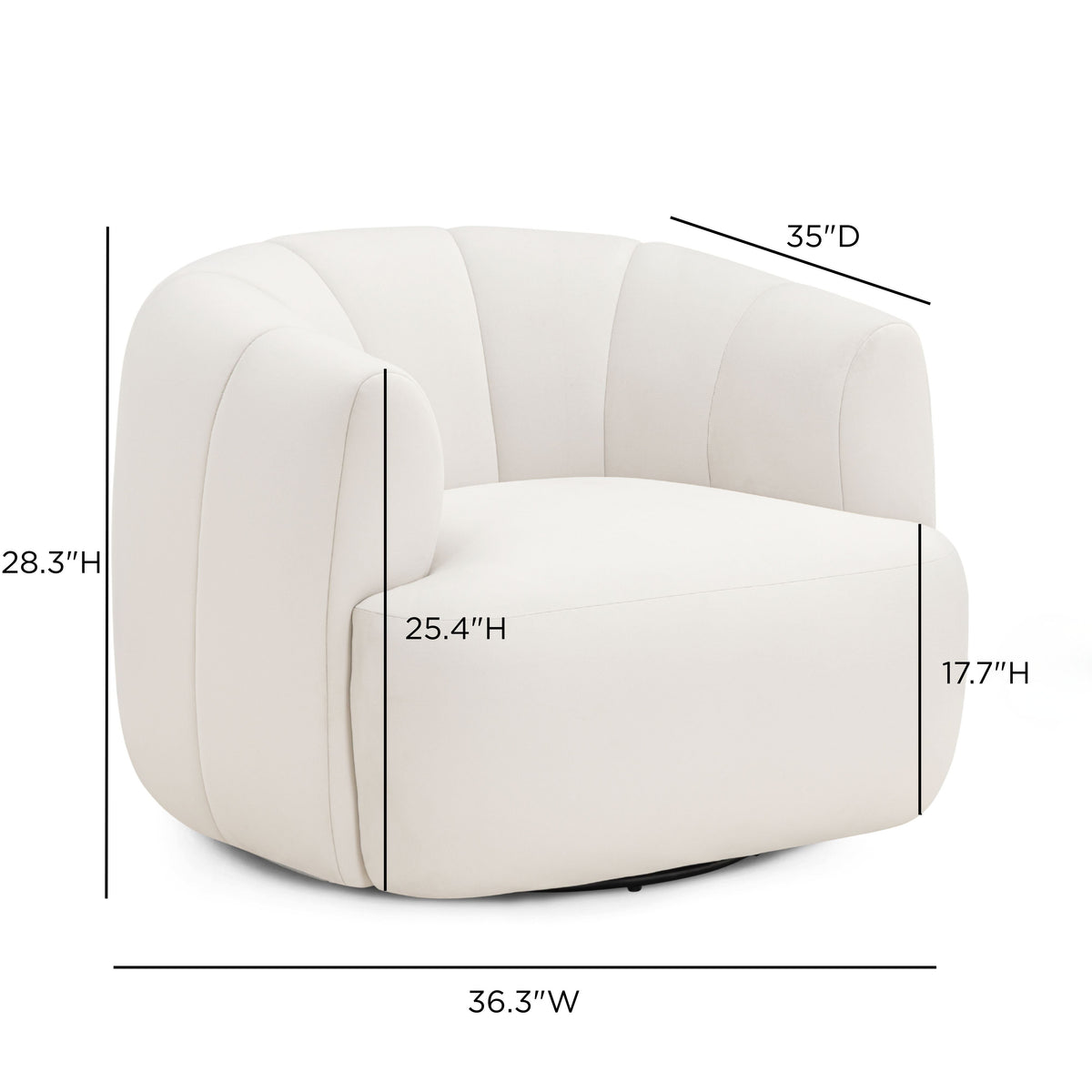 Jasmine Cream Performance Velvet Swivel Accent Chair by TOV Furniture – photo 8 of 8
