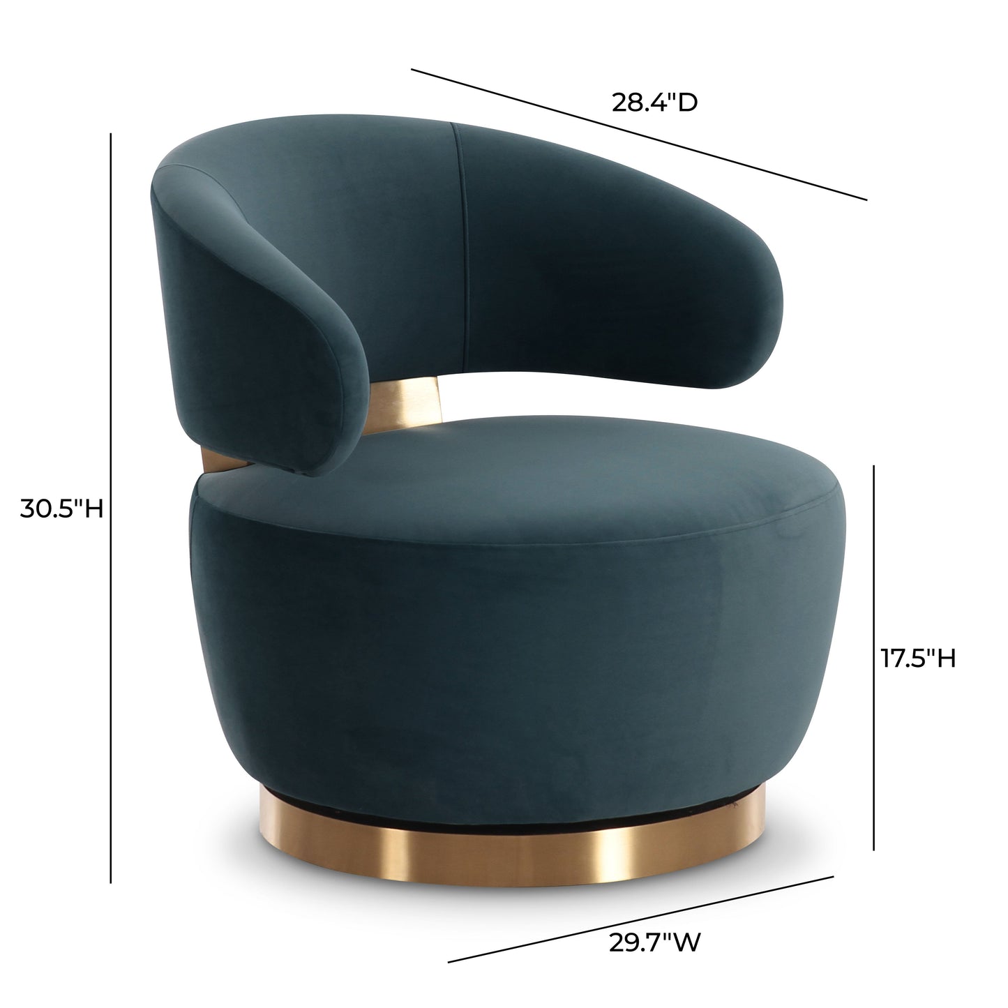 Austin Dark Teal Performance Velvet Swivel Accent Chair Dark Teal by Tov Furniture
