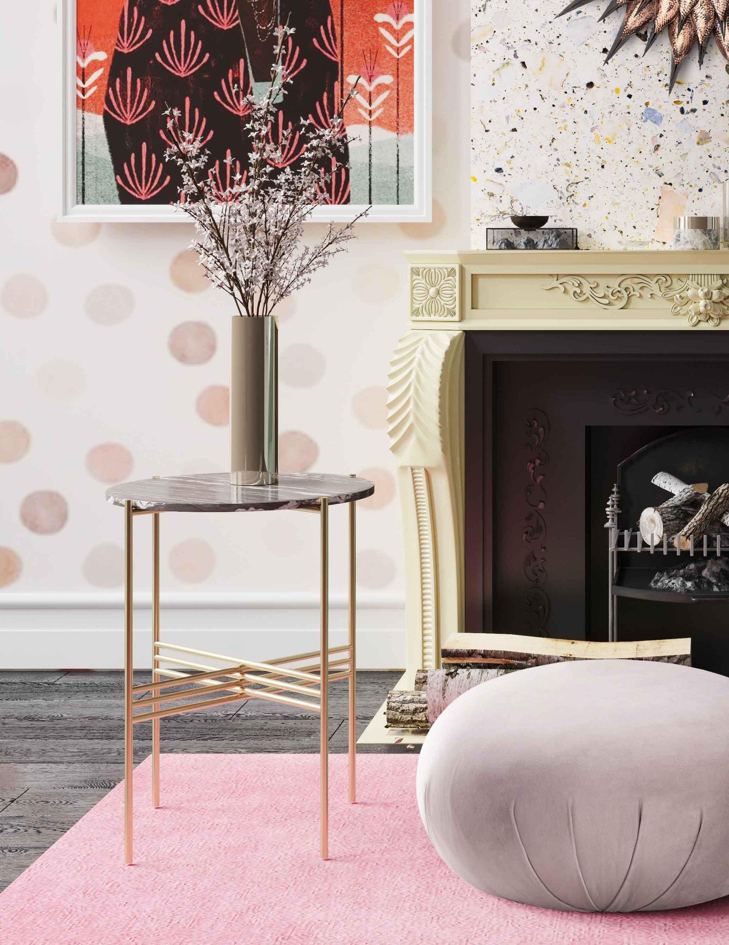 Boboli Velvet Chair and Ottoman Set Mauve by Tov Furniture