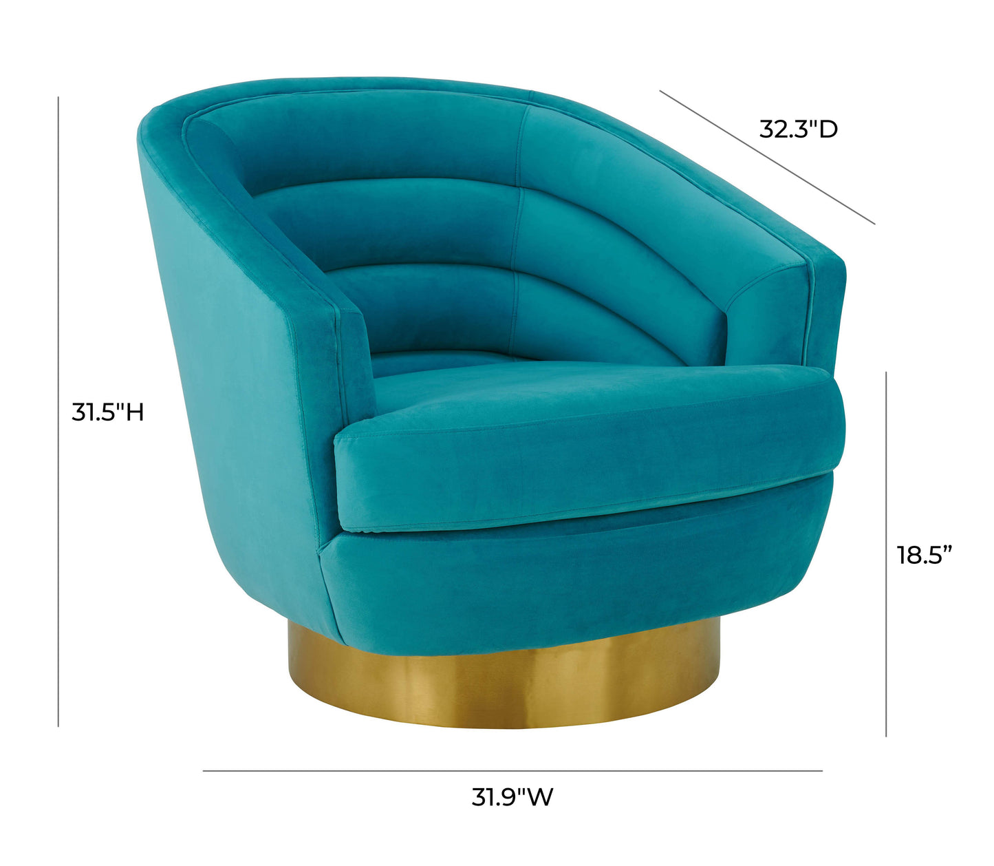 Canyon Velvet Swivel Chair Blue by Tov Furniture
