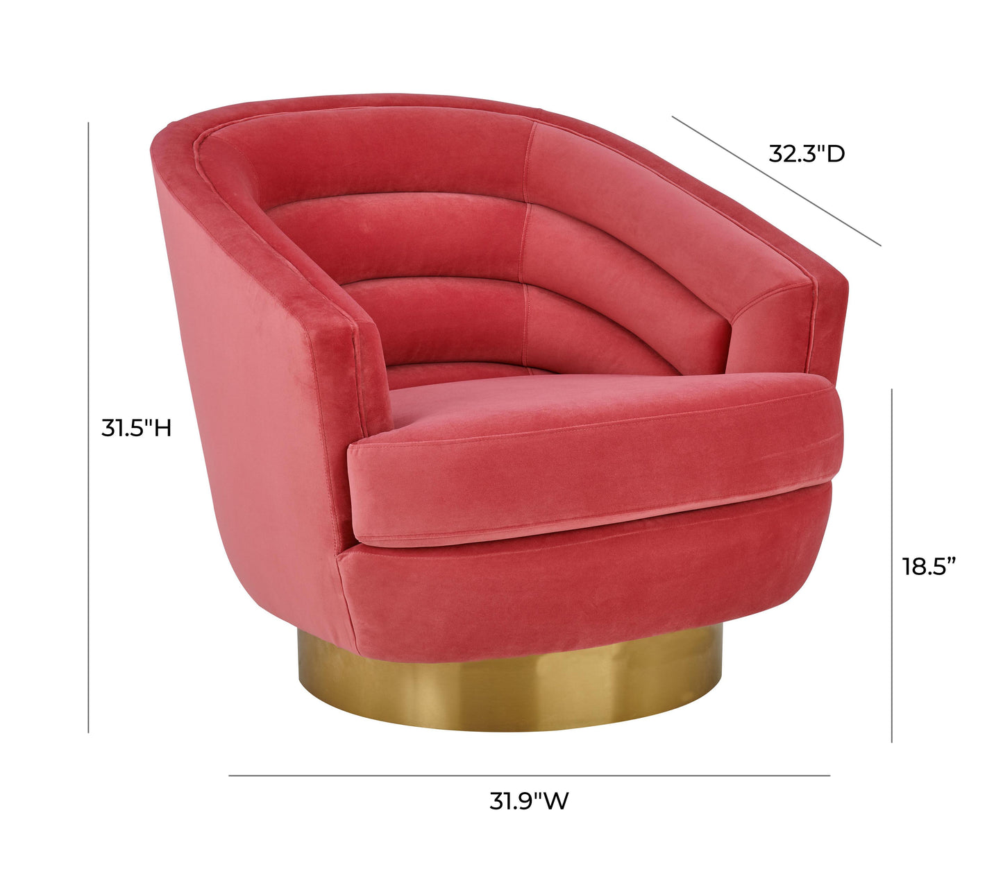 Canyon Velvet Swivel Chair Pink by Tov Furniture
