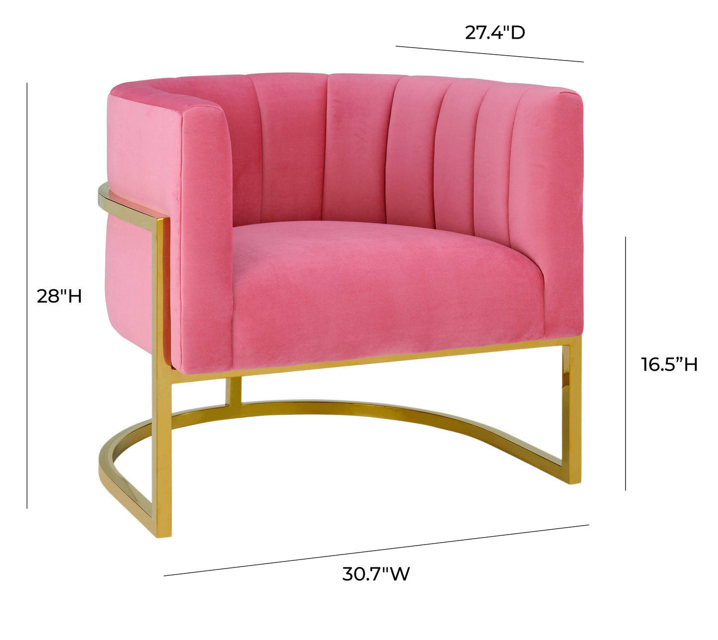 Magnolia Performance Velvet Accent Chair - Gold Base Pink by Tov Furniture