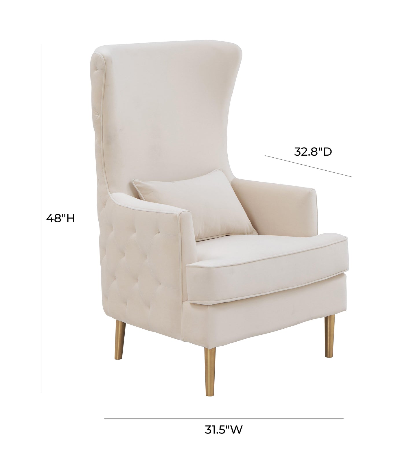 Alina Performance Velvet Tall Tufted Back Chair Cream - ON FINAL SALE by Tov Furniture