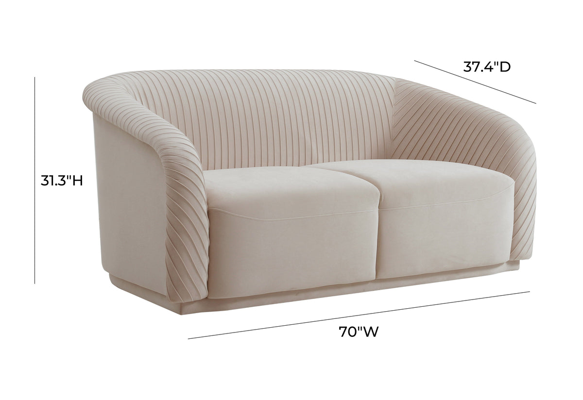 Yara Pleated Beige Performance Velvet Loveseat By Inspire Me! Home Decor by TOV Furniture – photo 6 of 6