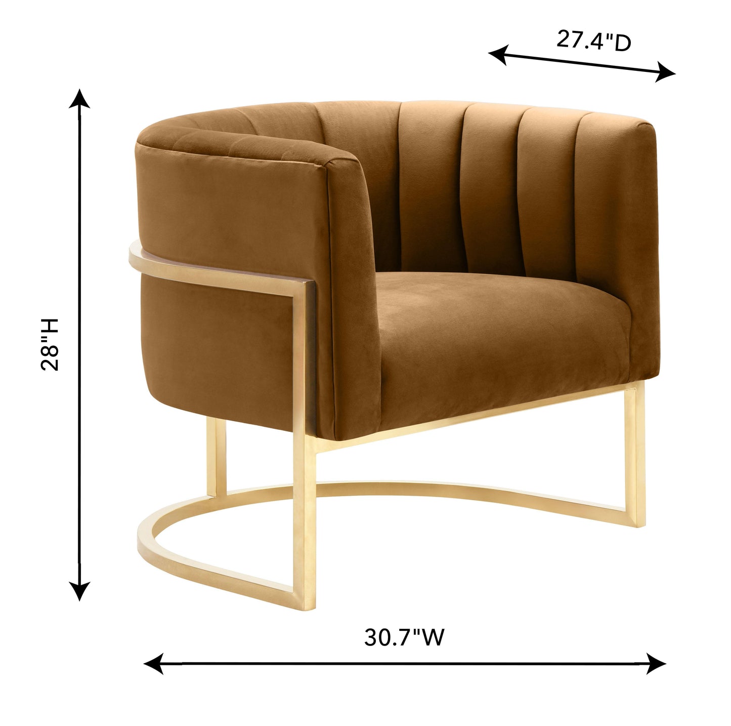 Magnolia Performance Velvet Accent Chair - Gold Base Cognac by Tov Furniture