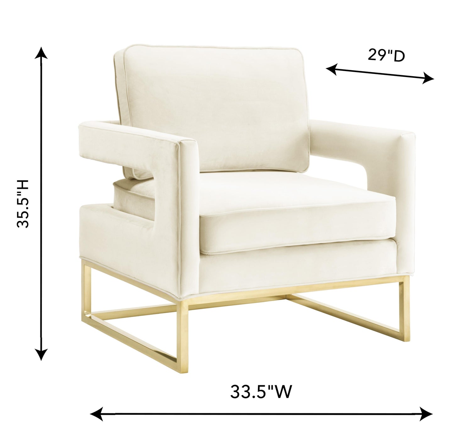 Avery Performance Velvet Accent Chair Cream by Tov Furniture