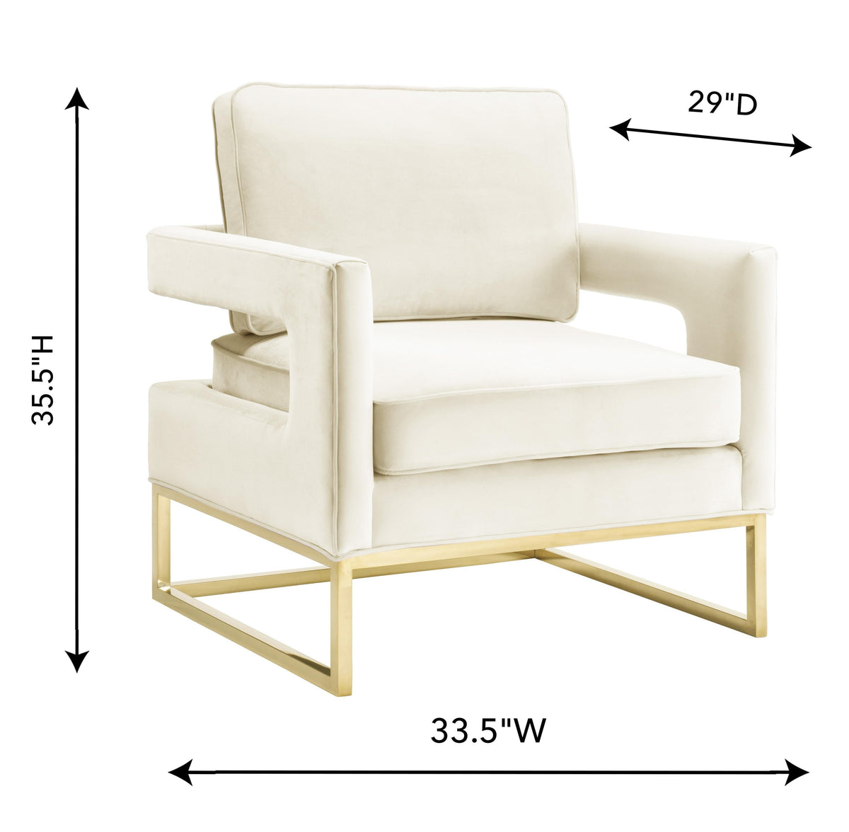 Avery Cream Performance Velvet Accent Chair by TOV Furniture – photo 7 of 7