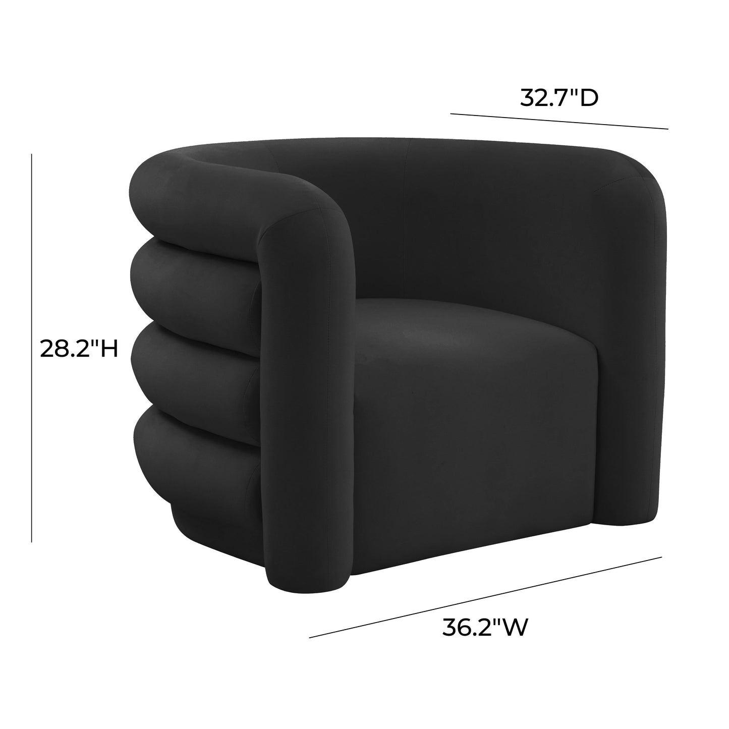 Curves Performance Velvet Lounge Chair Black by Tov Furniture