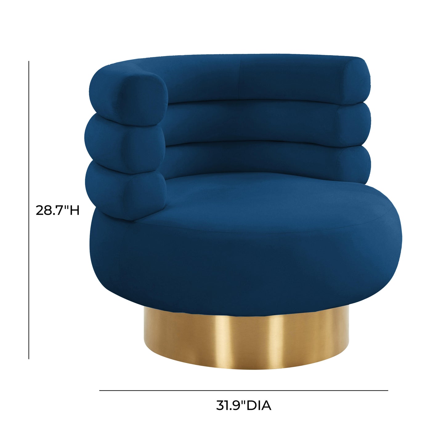 Naomi Velvet Performance Swivel Accent Chair Navy by Tov Furniture