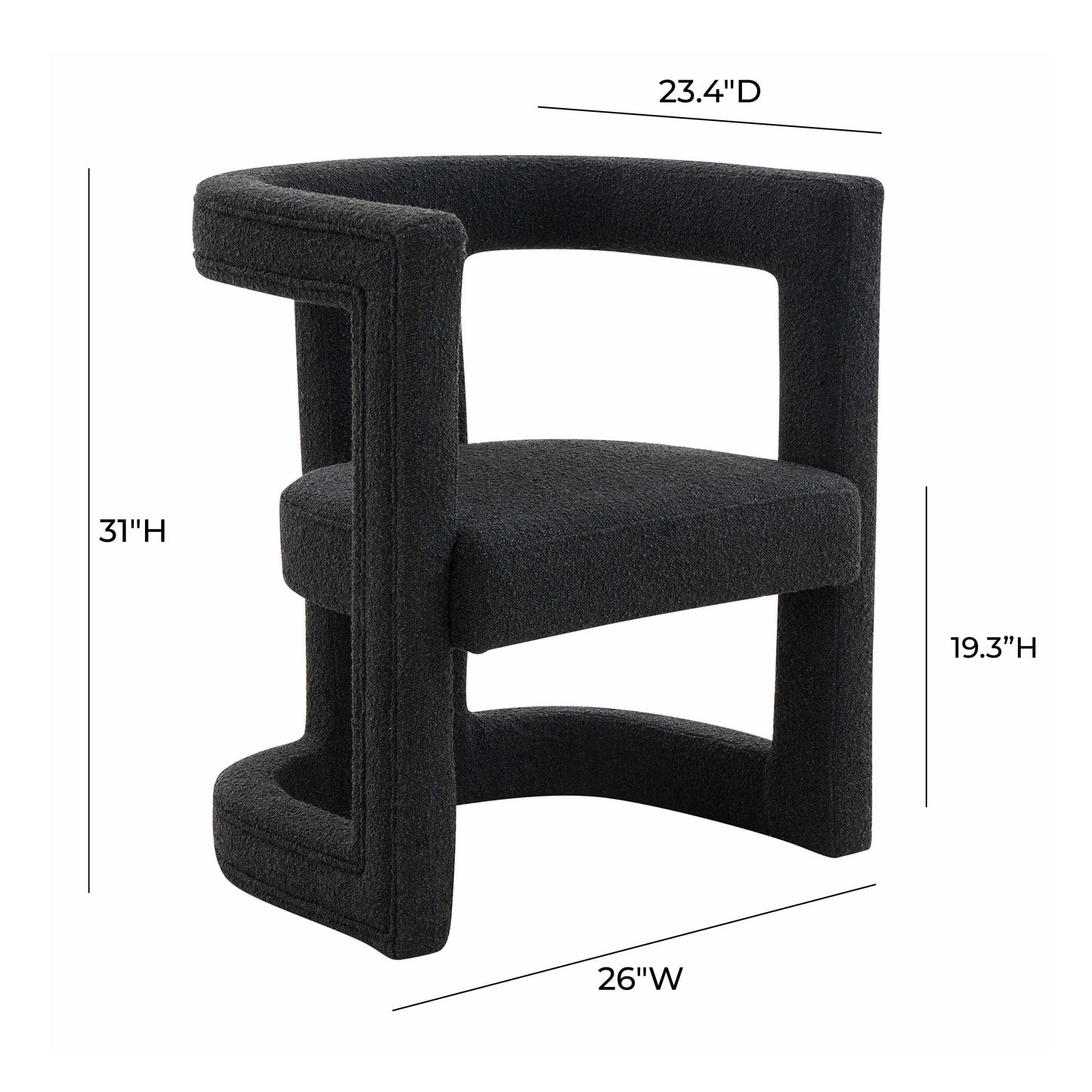 Ada Black Performance Boucle Chair Black - ON FINAL SALE by Tov Furniture