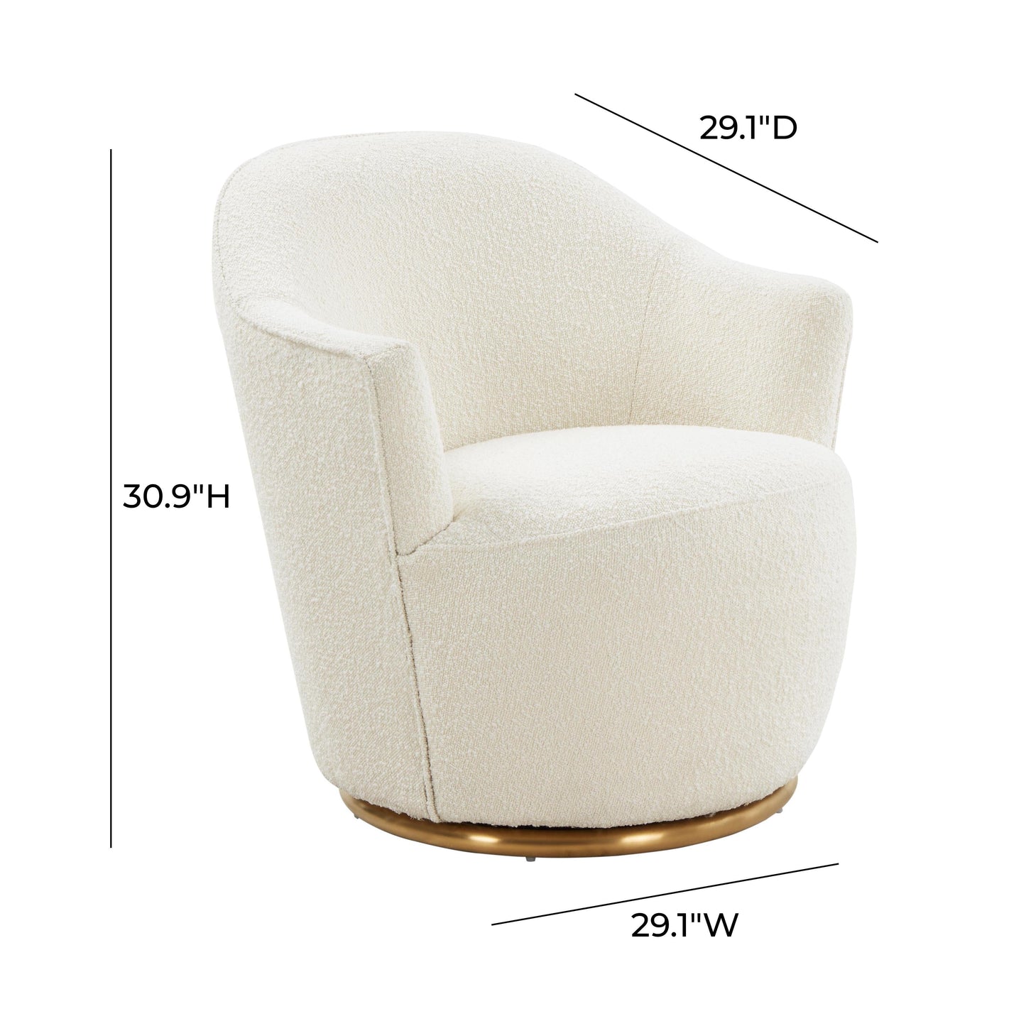 Skyla Cream Performance Boucle Swivel Accent Chair Cream by Tov Furniture
