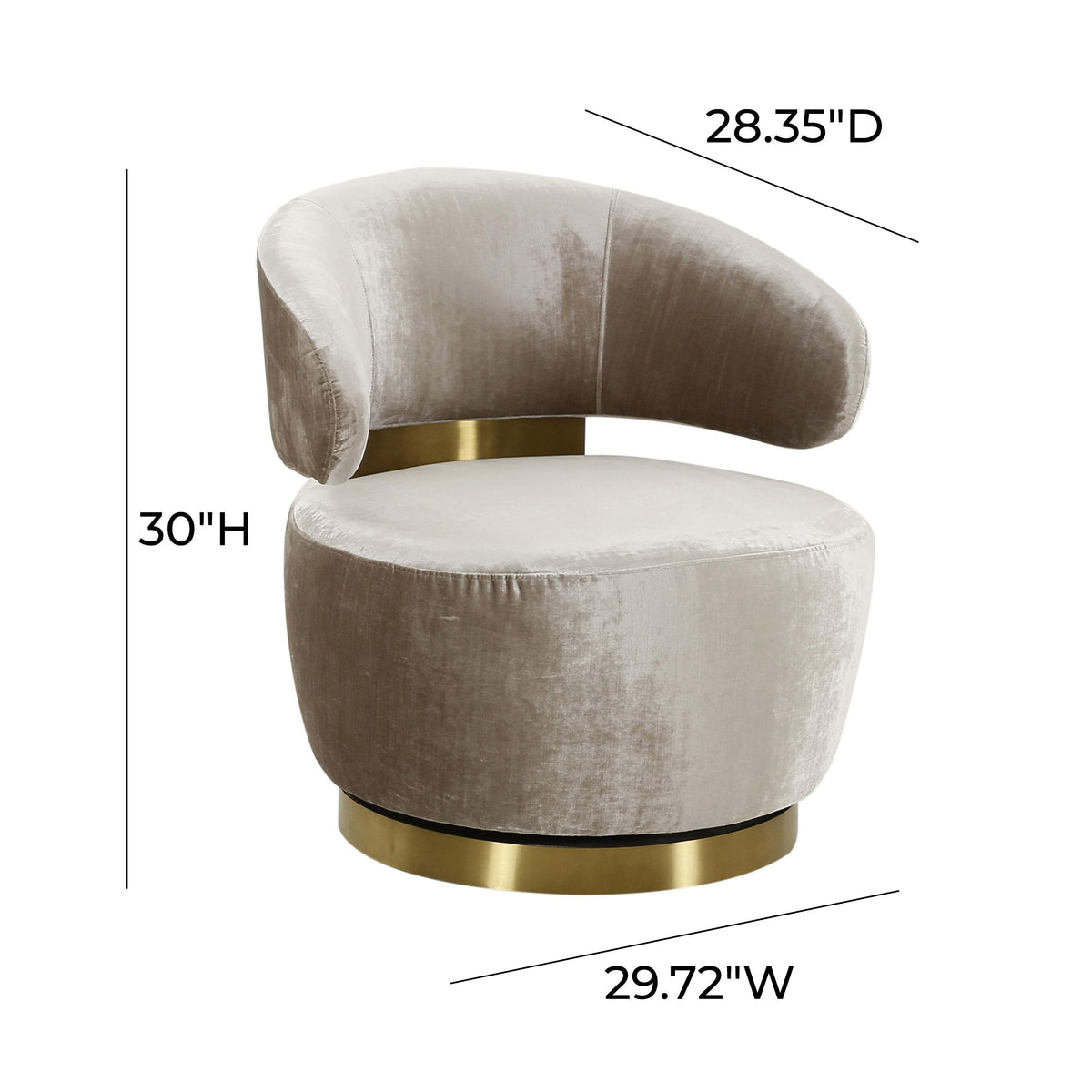 Austin Performance Velvet Champagne Swivel Accent Chair by TOV Furniture – photo 6 of 6