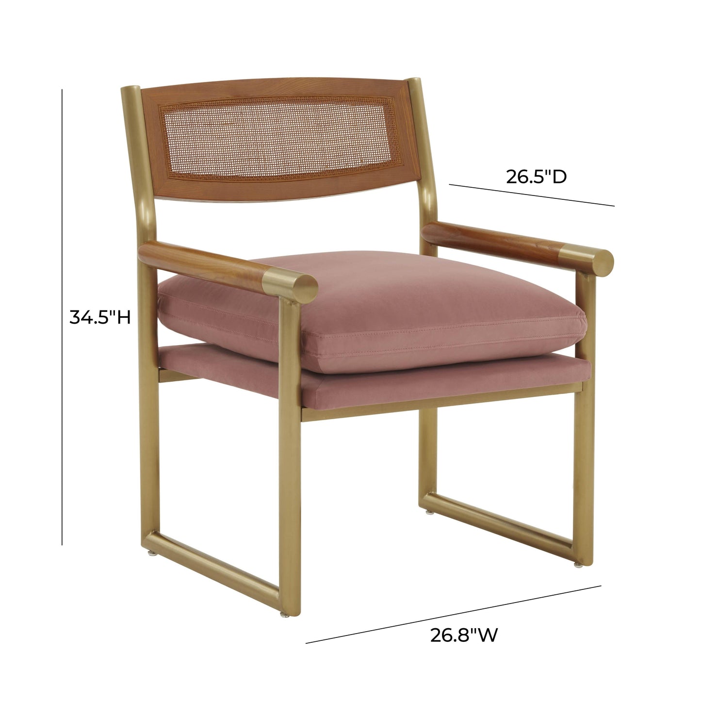 Harlow Rattan and Performance Velvet Accent Chair Mauve - ON FINAL SALE by Tov Furniture