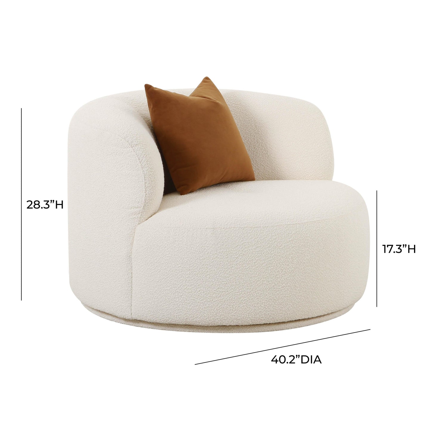 Fickle Cream Performance Boucle Swivel Chair Cream by Tov Furniture
