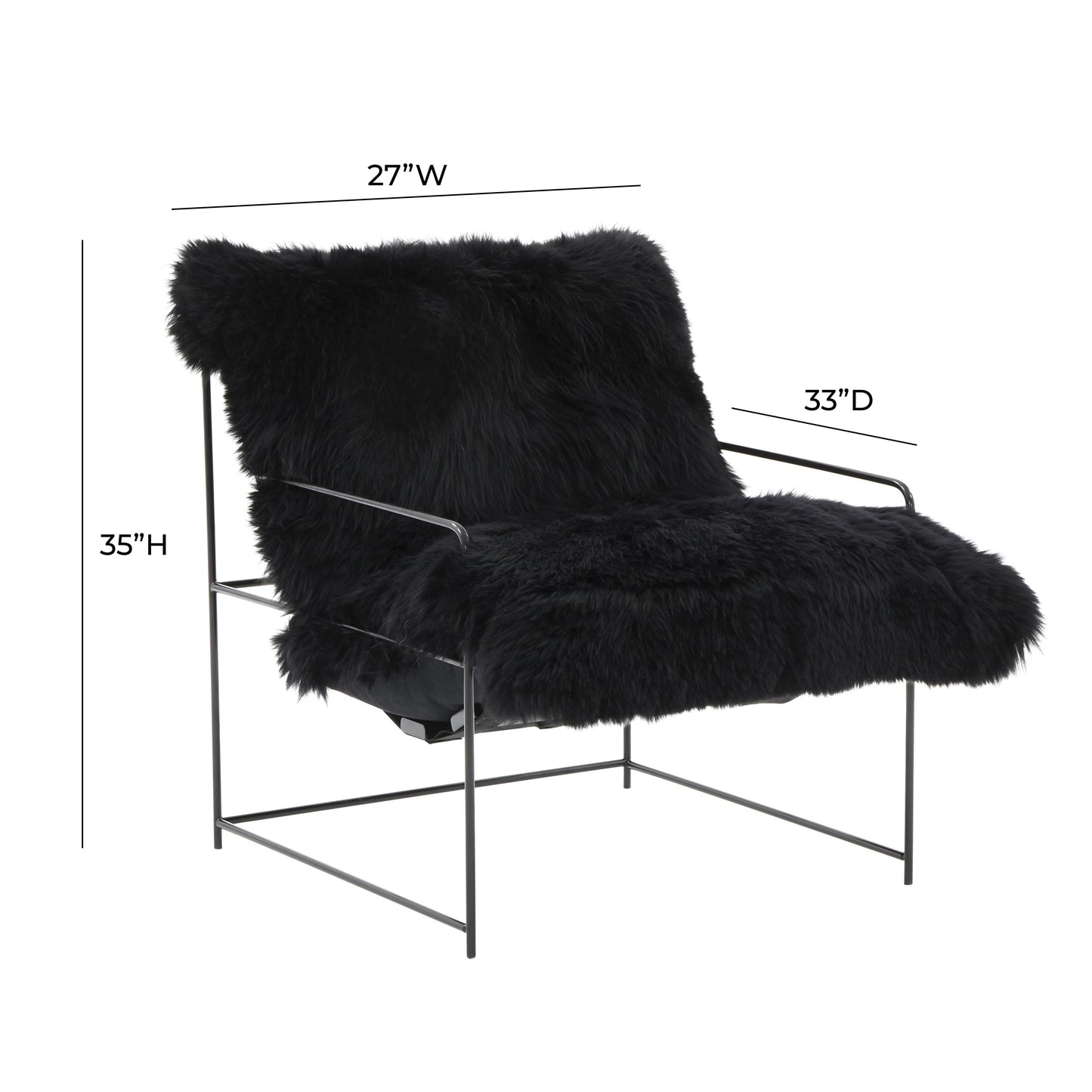 Kimi Genuine Sheepskin Accent Chair Black by Tov Furniture