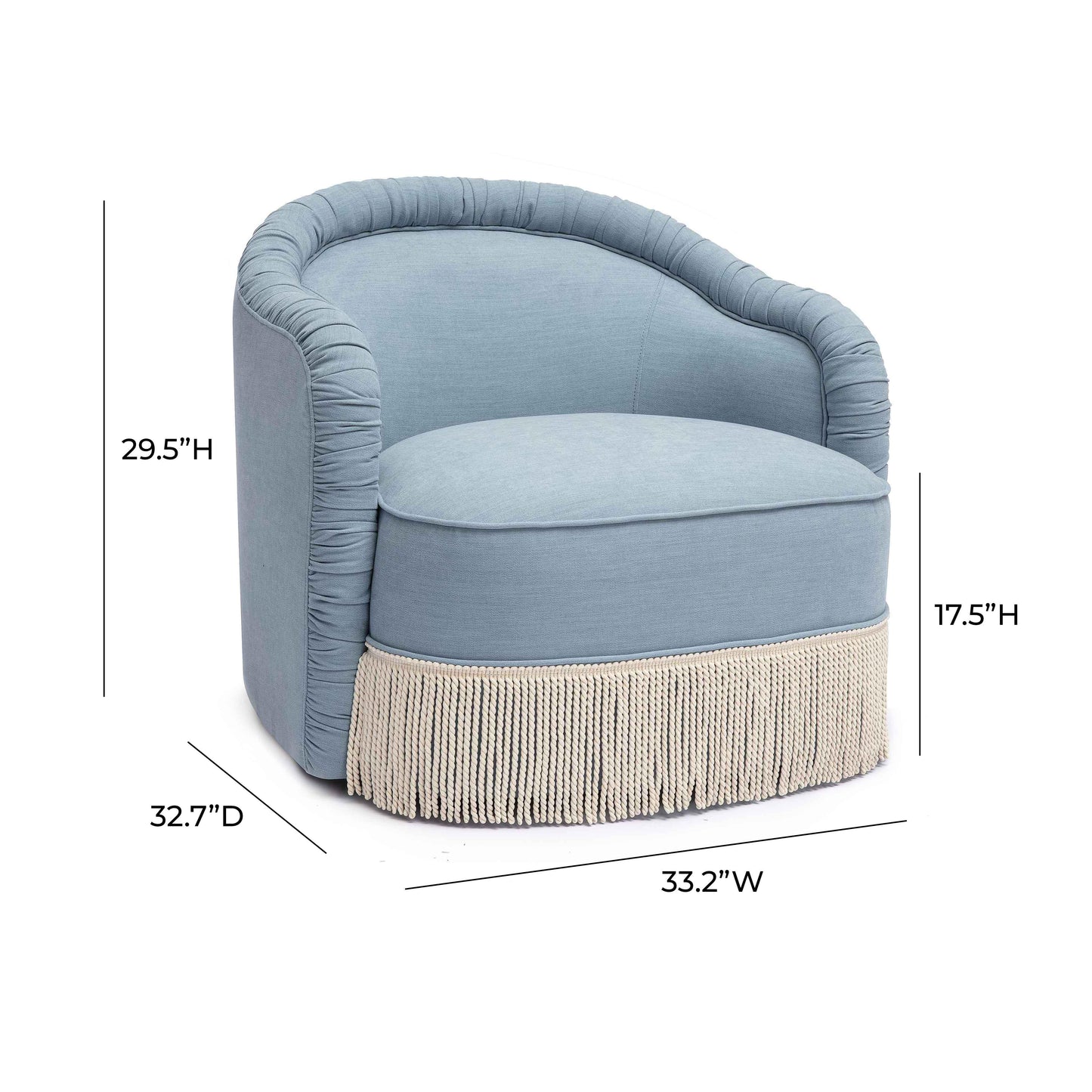 Pamela Faded Blue Upcycled Fabric Tassel Lounge Chair by TOV S68983