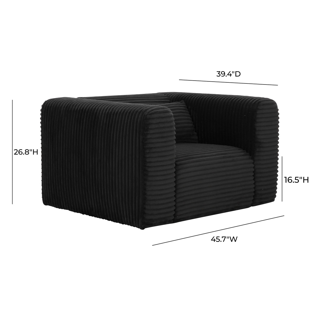 Tarra Fluffy Oversized Performance Corduroy Accent Chair in Black by TOV Furniture – photo 6 of 6