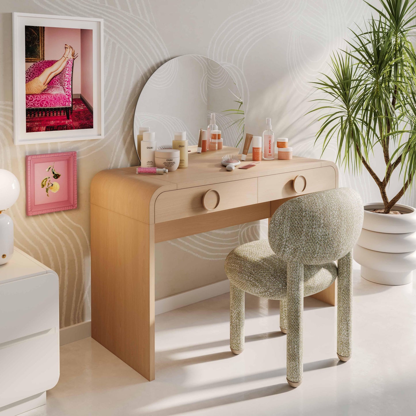 Manu Nubby Performance Fabric Side Chair Beige by Tov Furniture