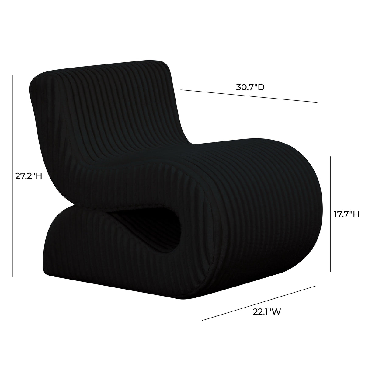 Senna Black Performance Oversized Corduroy Accent Chair by TOV Furniture – photo 5 of 5