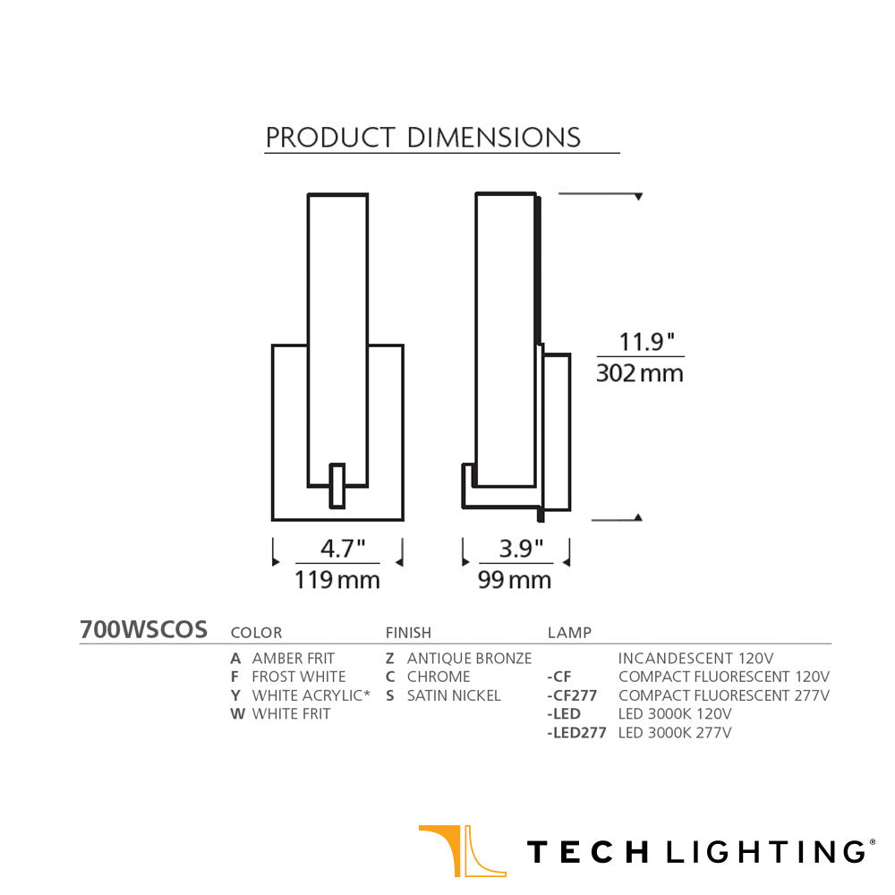 Cosmo LED Wall Sconce 700Wscos by Visual & Comfort & Co