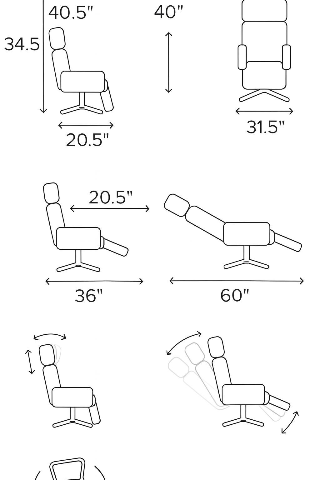 Modern ergonomic lounge chair with adjustable headrest and swivel return function
Taupe fabric recliner ideal for hotel suites, lobby seating, and luxury home décor