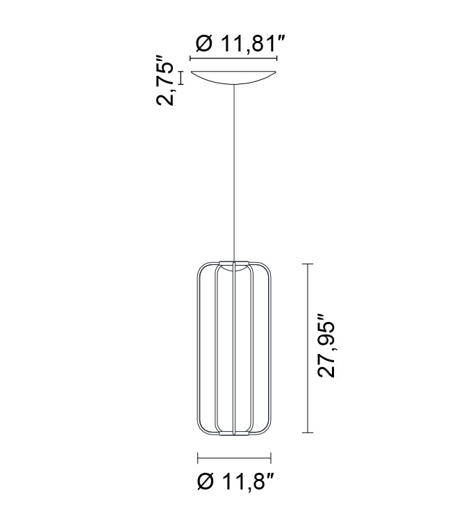 Egoluce Cavea dimension drawing, Tall