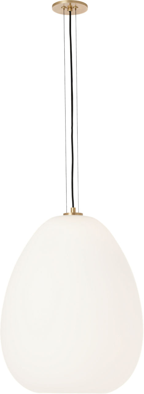 Kapoor Large LED Pendant in Opal with Natural Brass, product photo