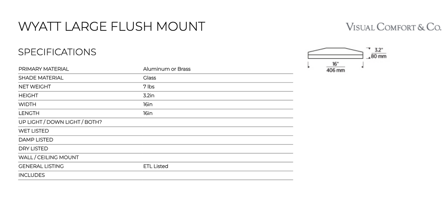 Visual Comfort Wyatt Large Flush Mount 700Fmwyt16