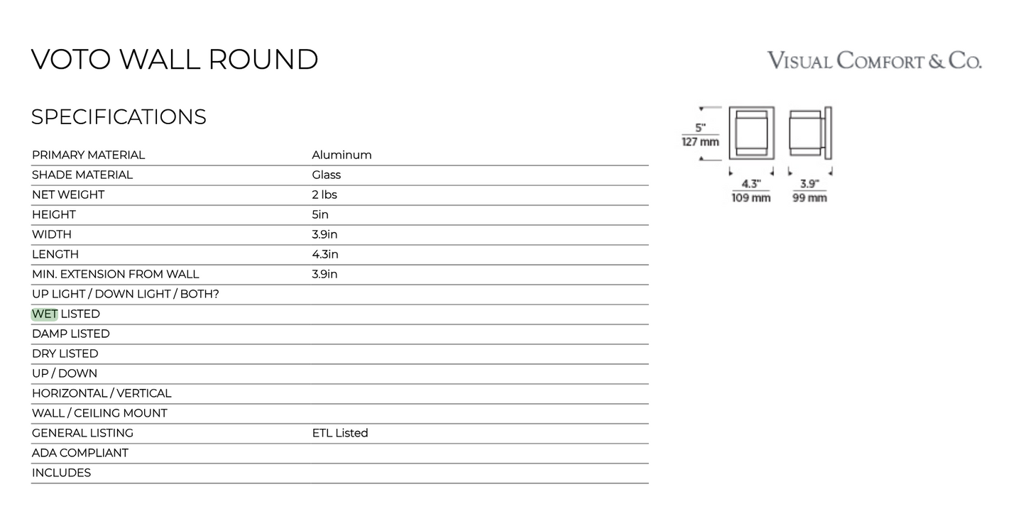Voto Round LED Wall Sconce by Visual & Comfort & Co