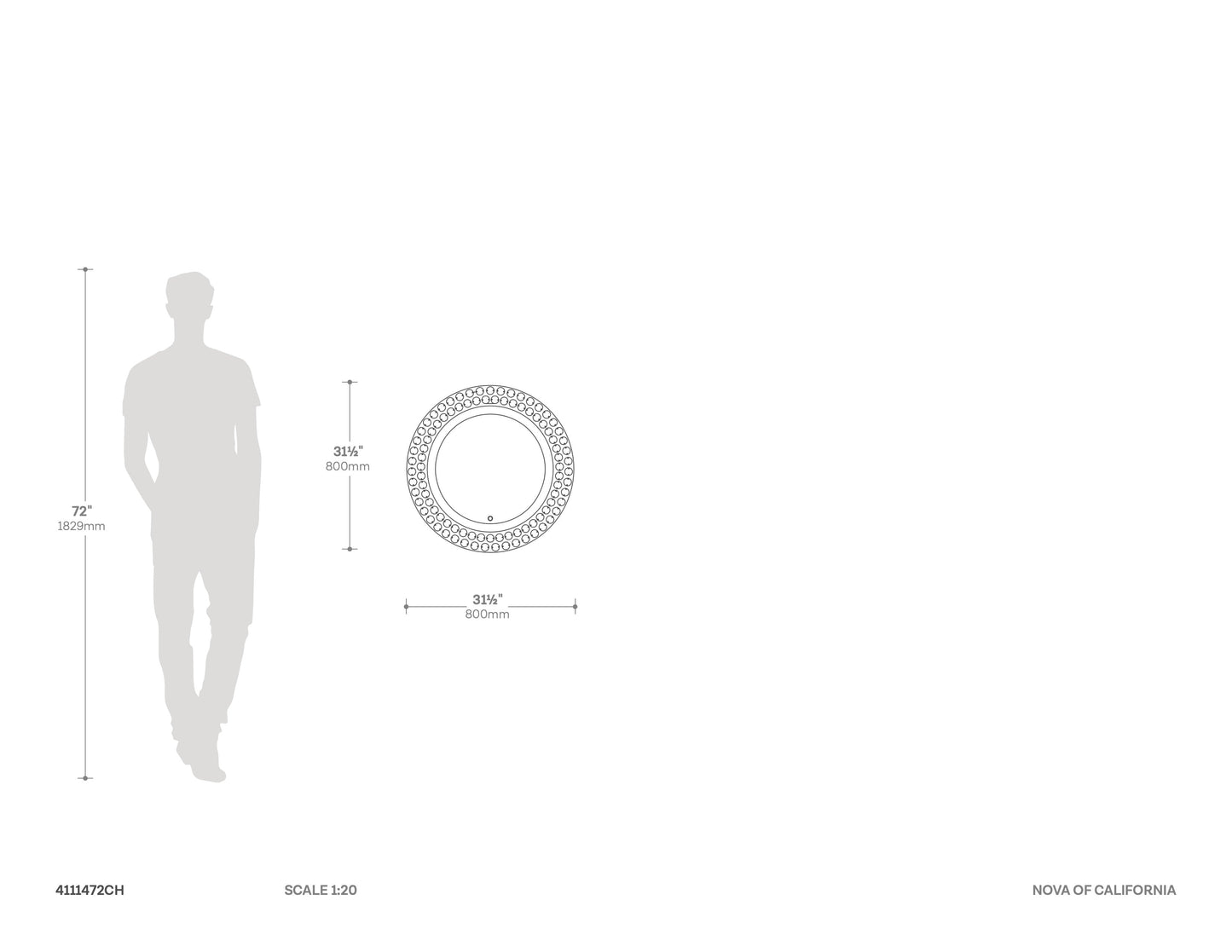 Sunburst 36 Round Wall Mirror Set Of 2 Brushed Nickel 4111526Wh by Nova California