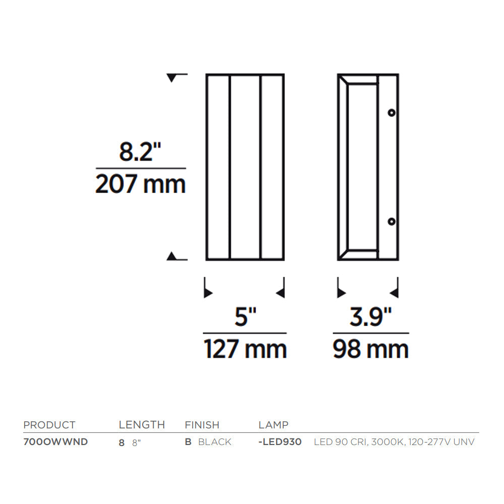 Windfall 8 Black Outdoor LED Wall Sconce 3000K Ada by Visual & Comfort & Co