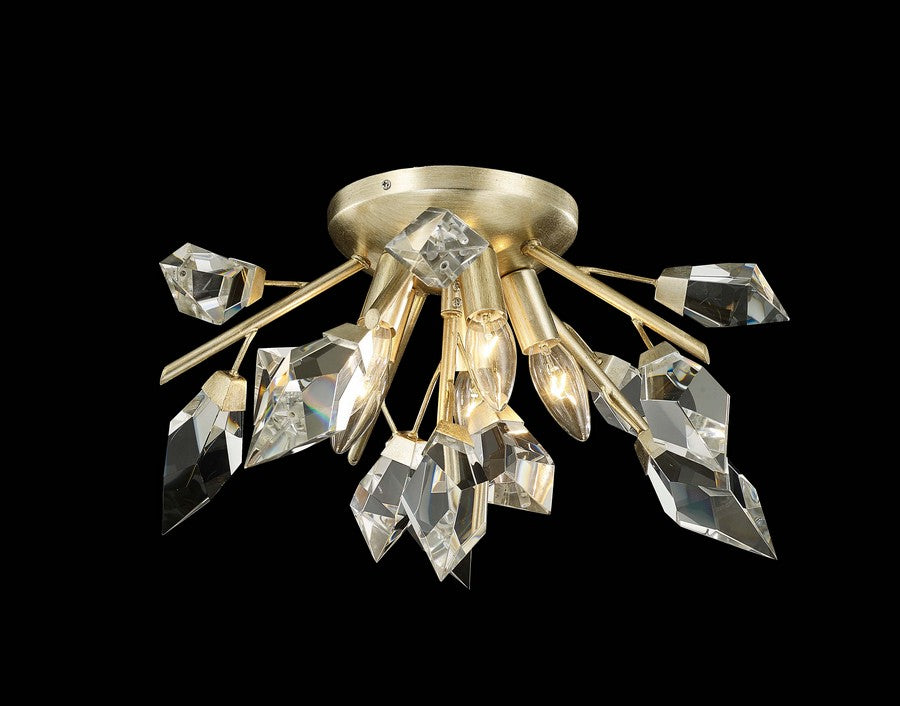 Venice Flushmount 5-Light in Antique Silver Leaf 7317SL by StarFire Crystal