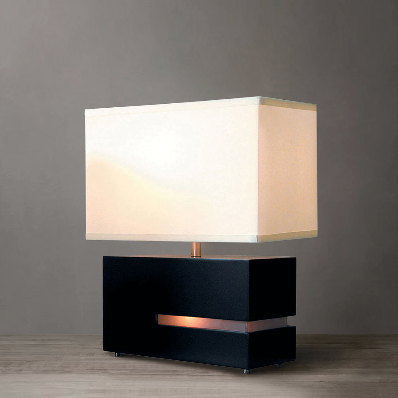 Zen Reclining Table Lamp Gilded Ebony Wood Weathered Brass White Linen Shade 130284Bg by Nova California