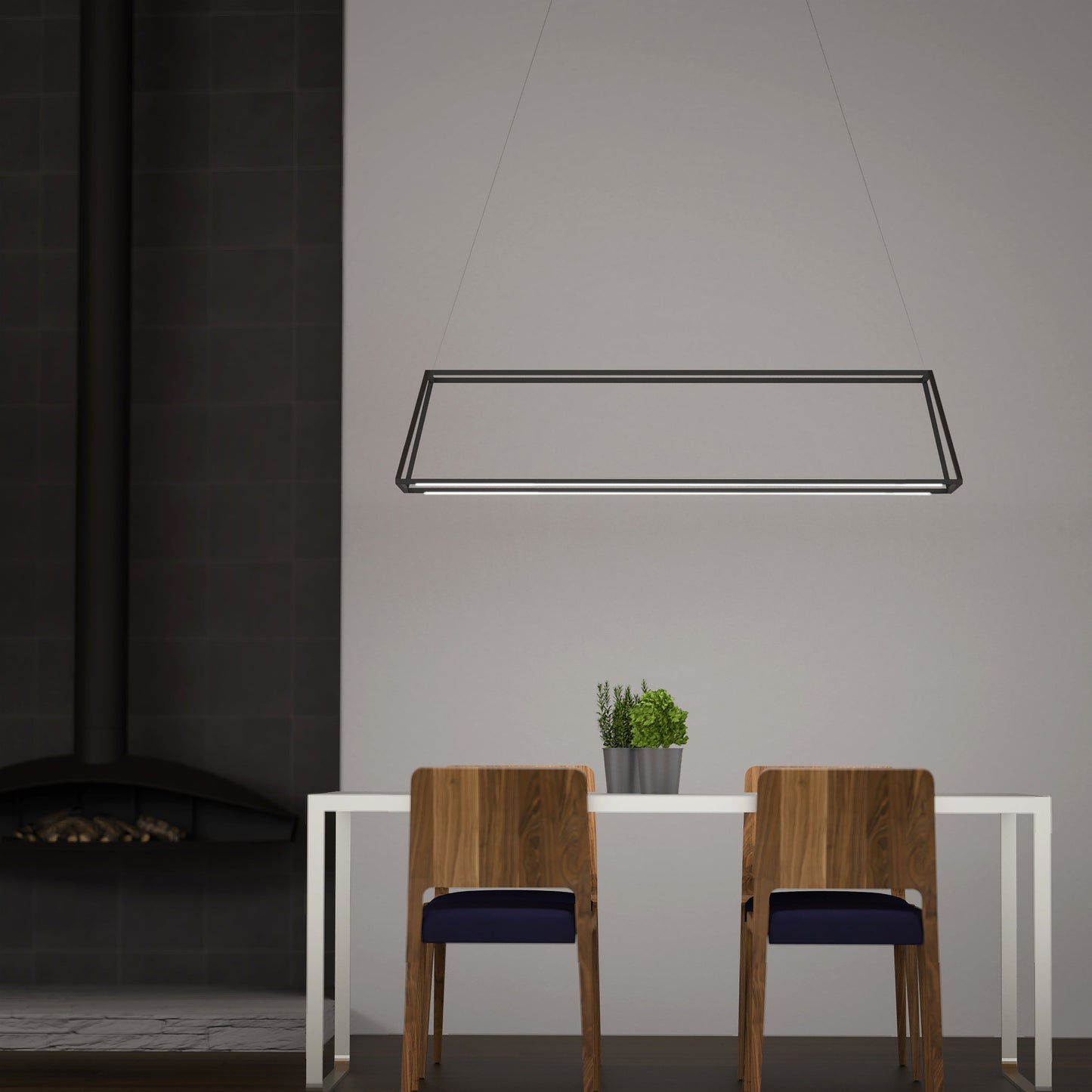 Z Bar Pendant Rise Large Rectangle Soft Warm Matte White 56 X 14 X 12 Zbp 54 Rr Sw Mwt Cnp by Koncept Inc
