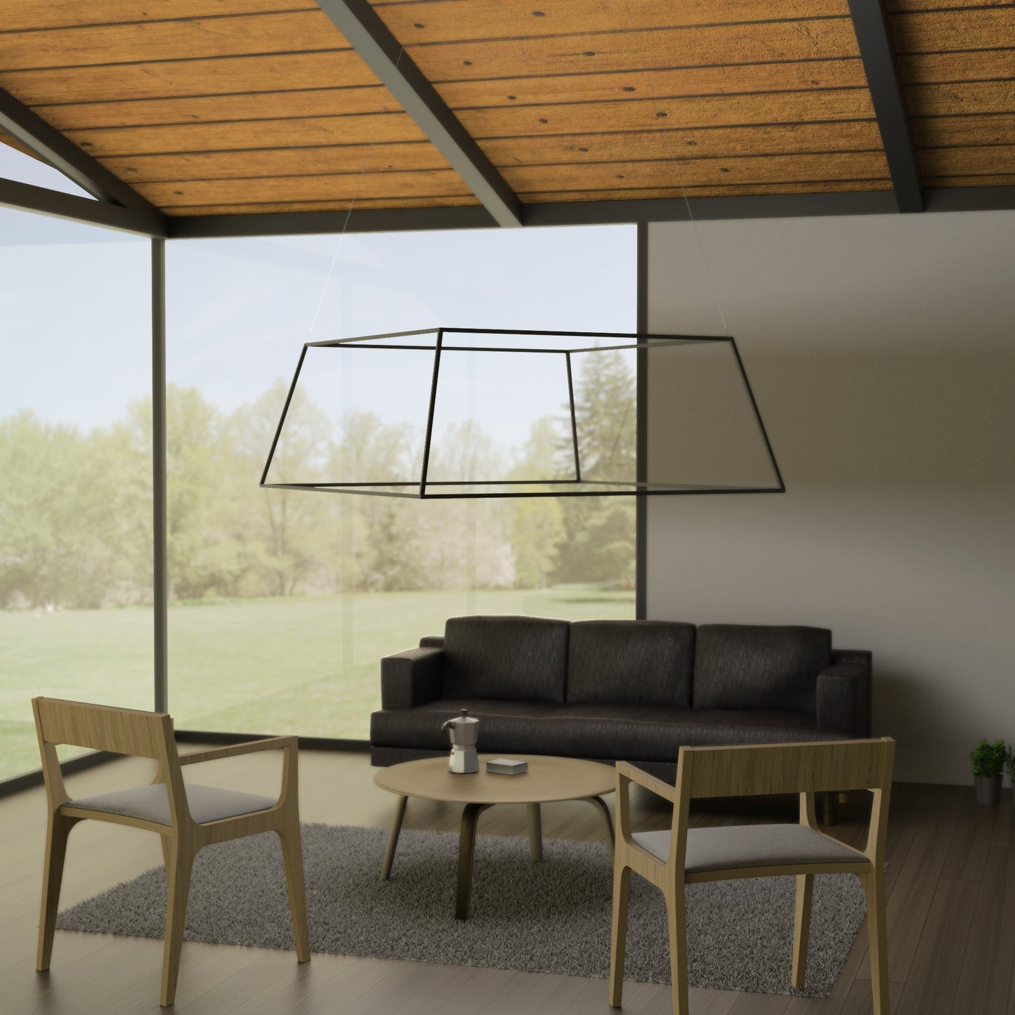 Z Bar Pendant Rise Medium Square Soft Warm Matte Black 26 X 26 X 22 Zbp 24 Rs Sw Mtb Cnp by Koncept Inc