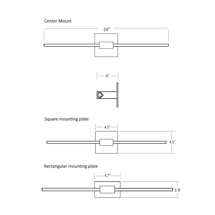 Z Bar Wall Sconce Soft Warm Brushed Nickel 24 Center Mount Zbw 24 4 Cm Sw Bni by Koncept Inc