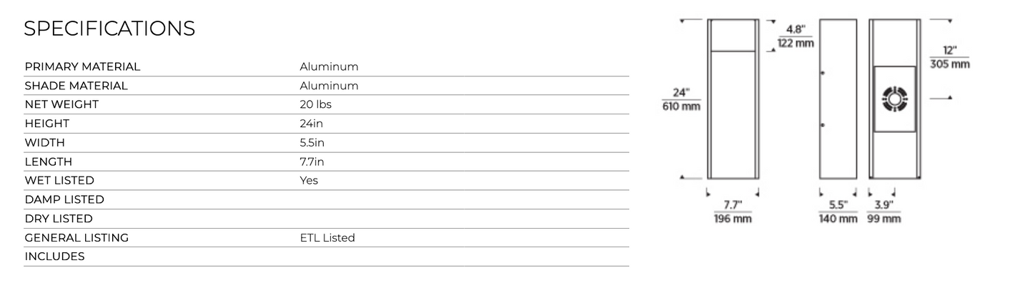 Visual Comfort Zur 24 Outdoor Wall Sconce 700Owzur24 Tech Lighting 90 CRI 3000K