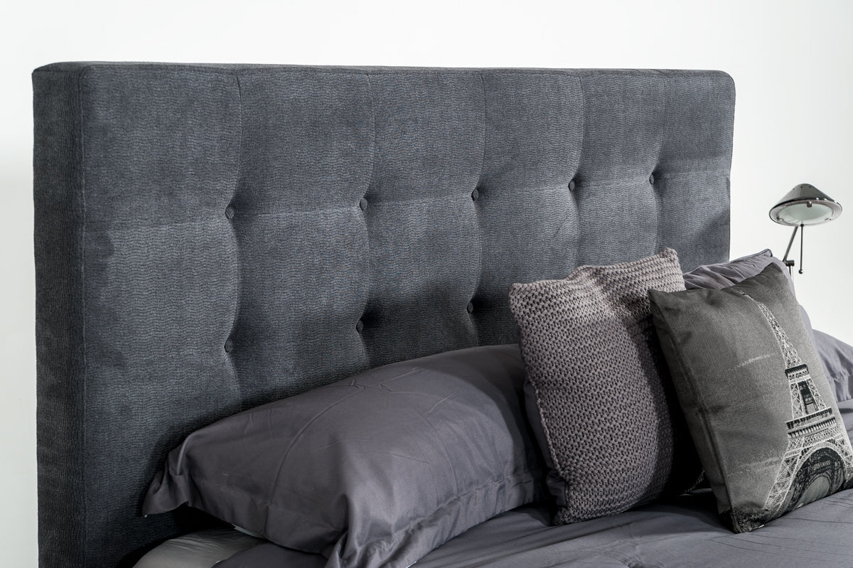 Modrest Addison Mid-Century Modern Grey Fabric and Walnut Bed