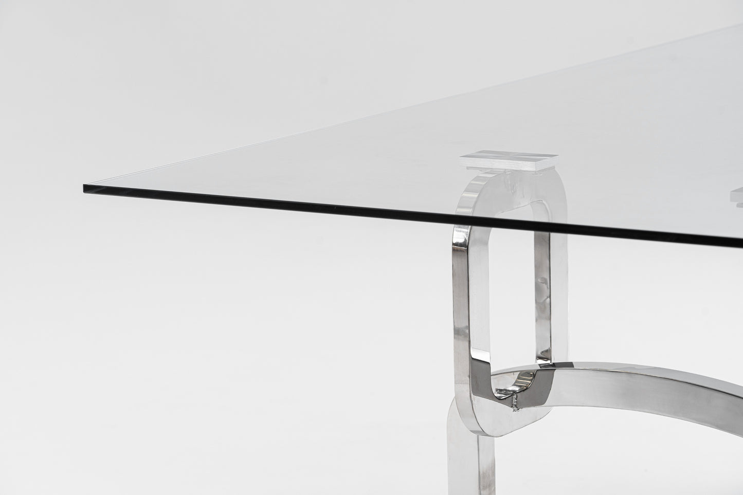 Modrest Adelaide Modern Stainless Steel and Glass Dining Table