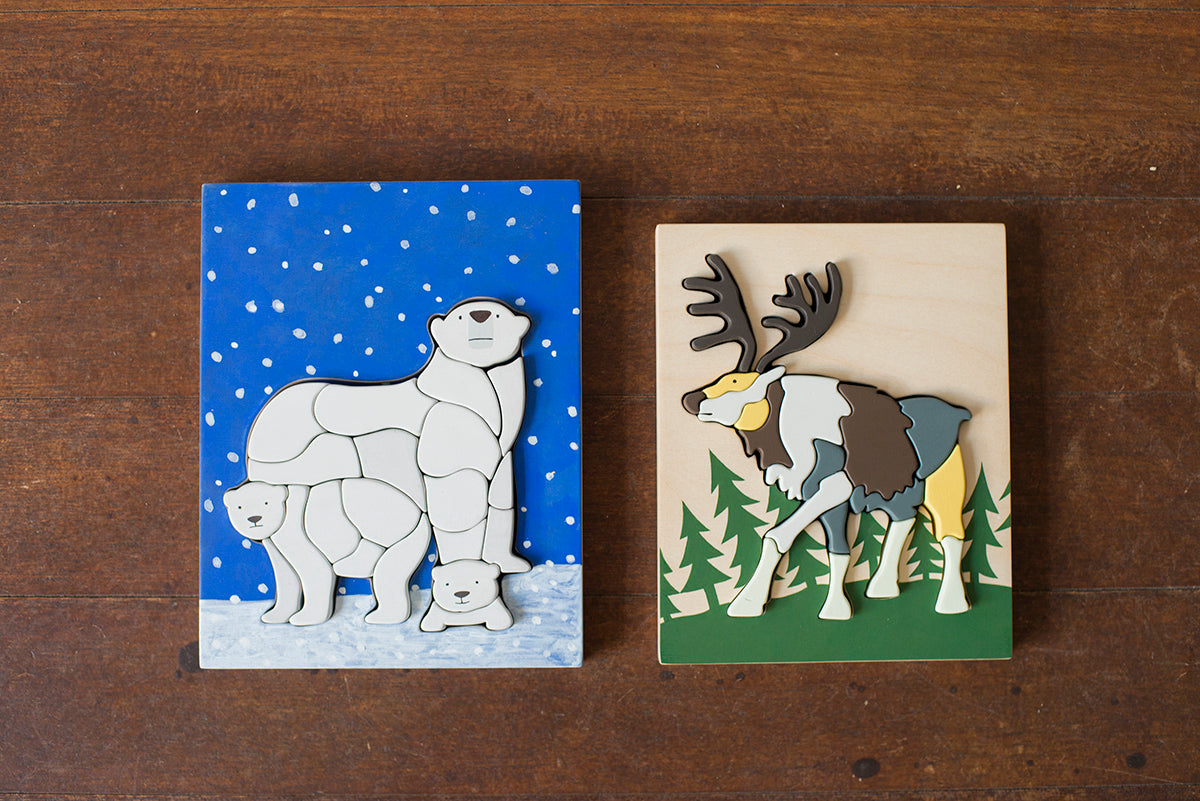 Eguchi Toys Reindeer Puzzle – reindeer and polar bear puzzles side by side