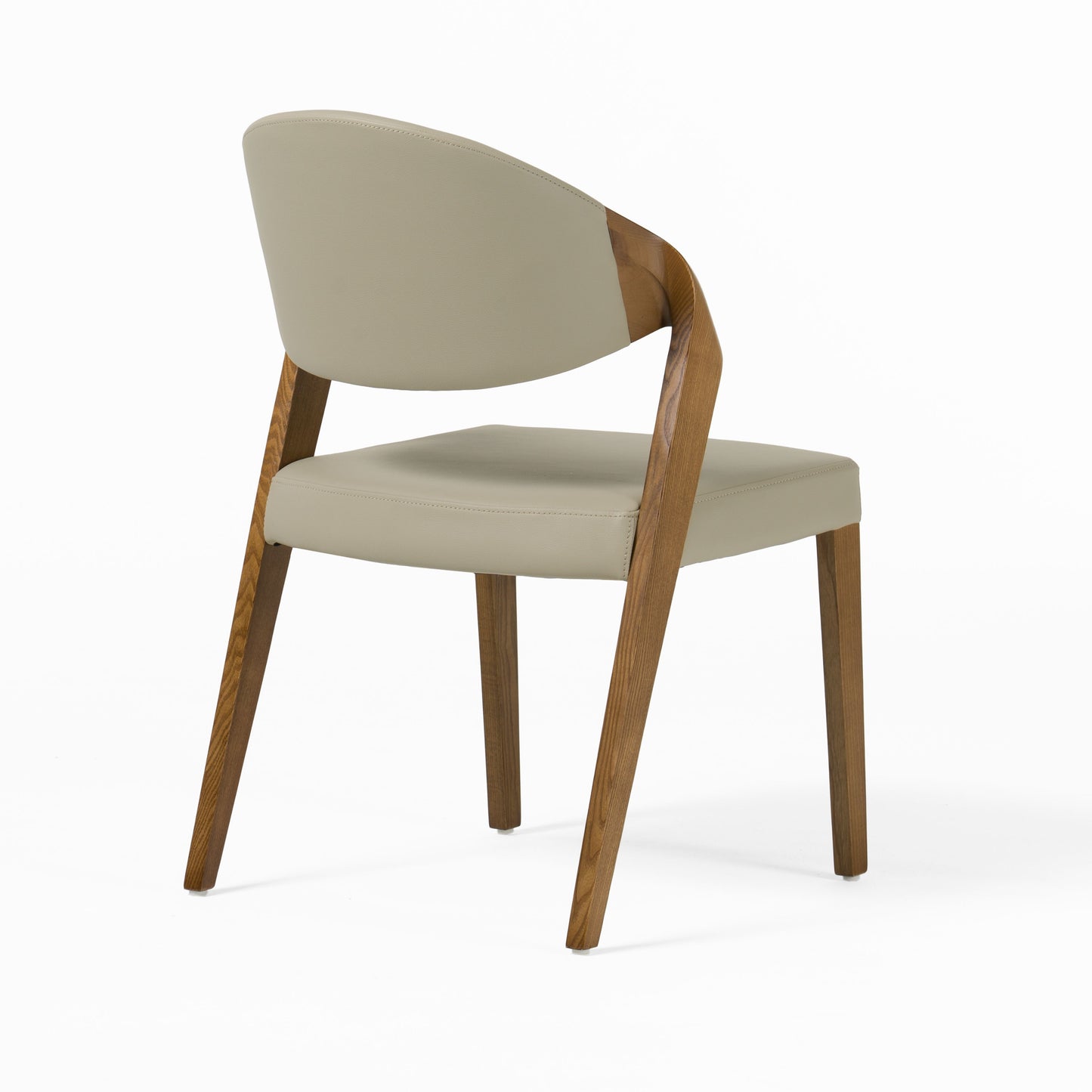 Modrest Arlo Mid-Century Beige and Walnut Dining Chair Set of 2